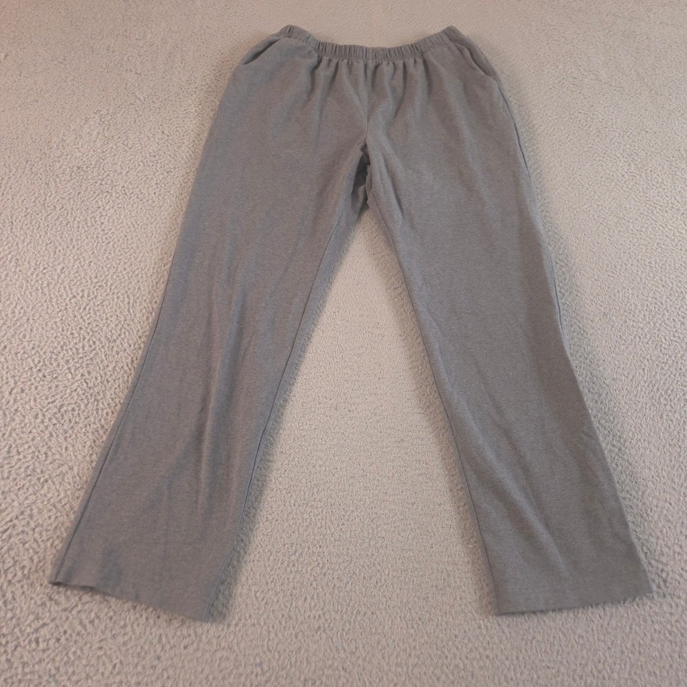 L.L. Bean Pants Womens Large Gray Perfect Fit Straight Leg Cotton Stretch Knit